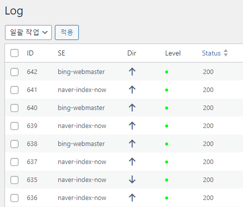 IndexNow 설정완료 확인방법